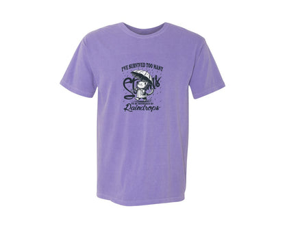 brand:Comfort Colors|color:Violet|Ive Survived Too Many Storms Cat Shirt Graphic T-Shirt