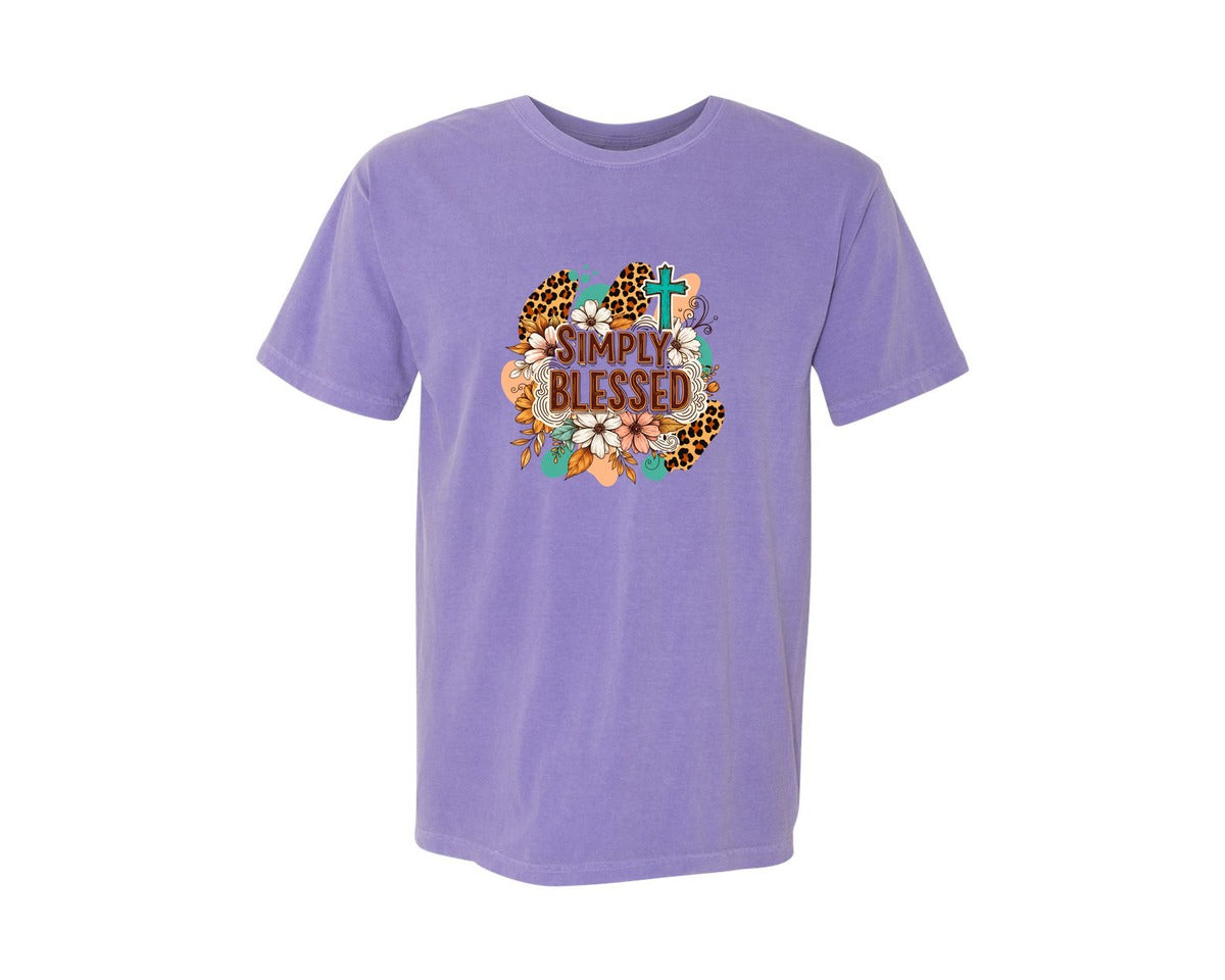 brand:Comfort Colors|color:Violet|Floral Christian Bible Verse 3 Graphic T-Shirt