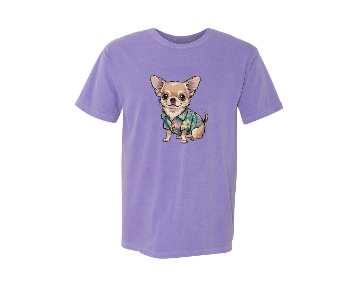 brand:Comfort Colors|color:Violet|Summer Beach With Chihuahua 12 Graphic T-Shirt