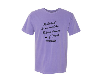 brand:Comfort Colors|color:Violet|Christian Mom Motherhood Is Kingdom Graphic T-Shirt