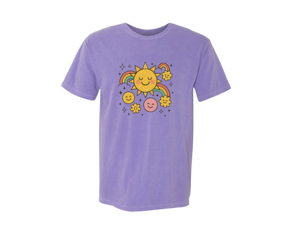 brand:Comfort Colors|color:Violet|Groovy Summer Smile Trendy Hoodie Graphic T-Shirt