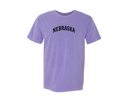 brand:Comfort Colors|color:Violet|Nebraska Usa City State Shirt Graphic T-Shirt
