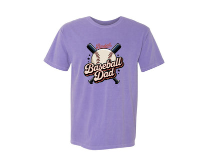 brand:Comfort Colors|color:Violet|Baseball Dad Vintage Sports Design 2 Graphic T-Shirt