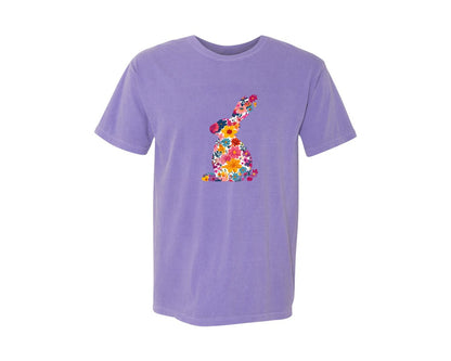 brand:Comfort Colors|color:Violet|Floral Bunny Easter Rabbit Graphic T-Shirt