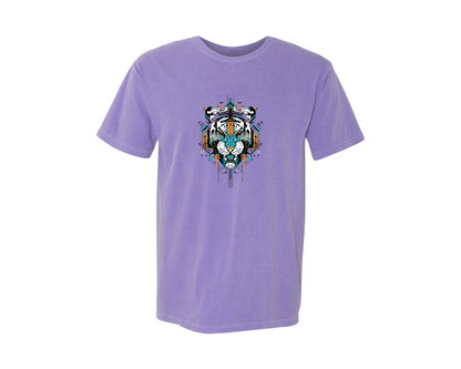 brand:Comfort Colors|color:Violet|Cyberpunk Tiger Artwork Graphic T-Shirt