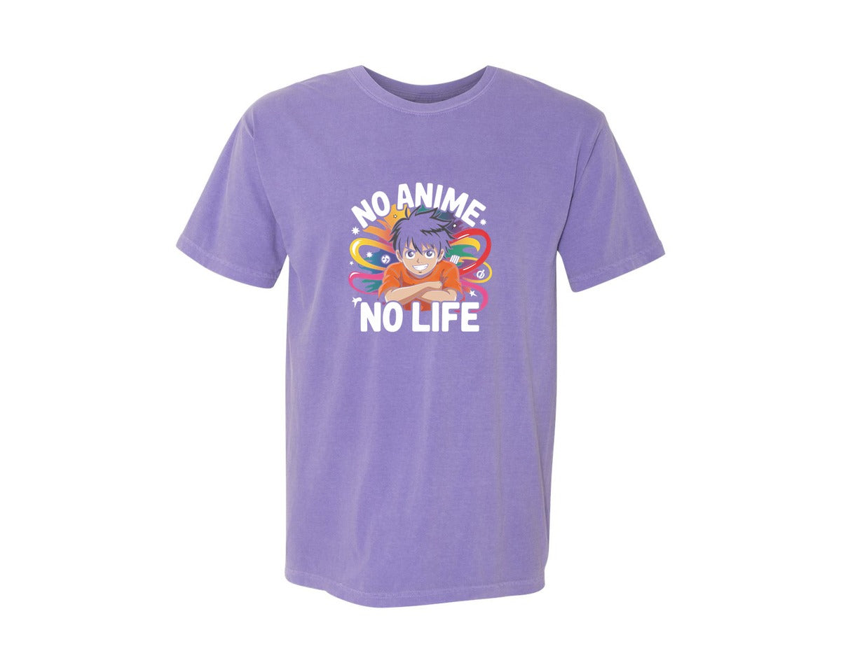 brand:Comfort Colors|color:Violet|No Anime No Life T Shirt Graphic T-Shirt