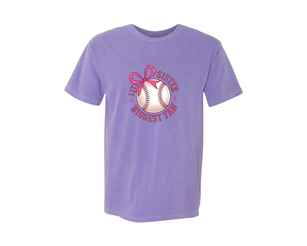brand:Comfort Colors|color:Violet|Baseball Sister Little Sister Graphic T-Shirt