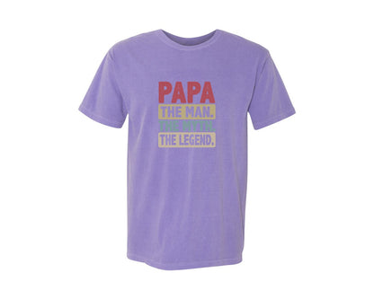 brand:Comfort Colors|color:Violet|Papa Shirt Father Shirt Graphic T-Shirt