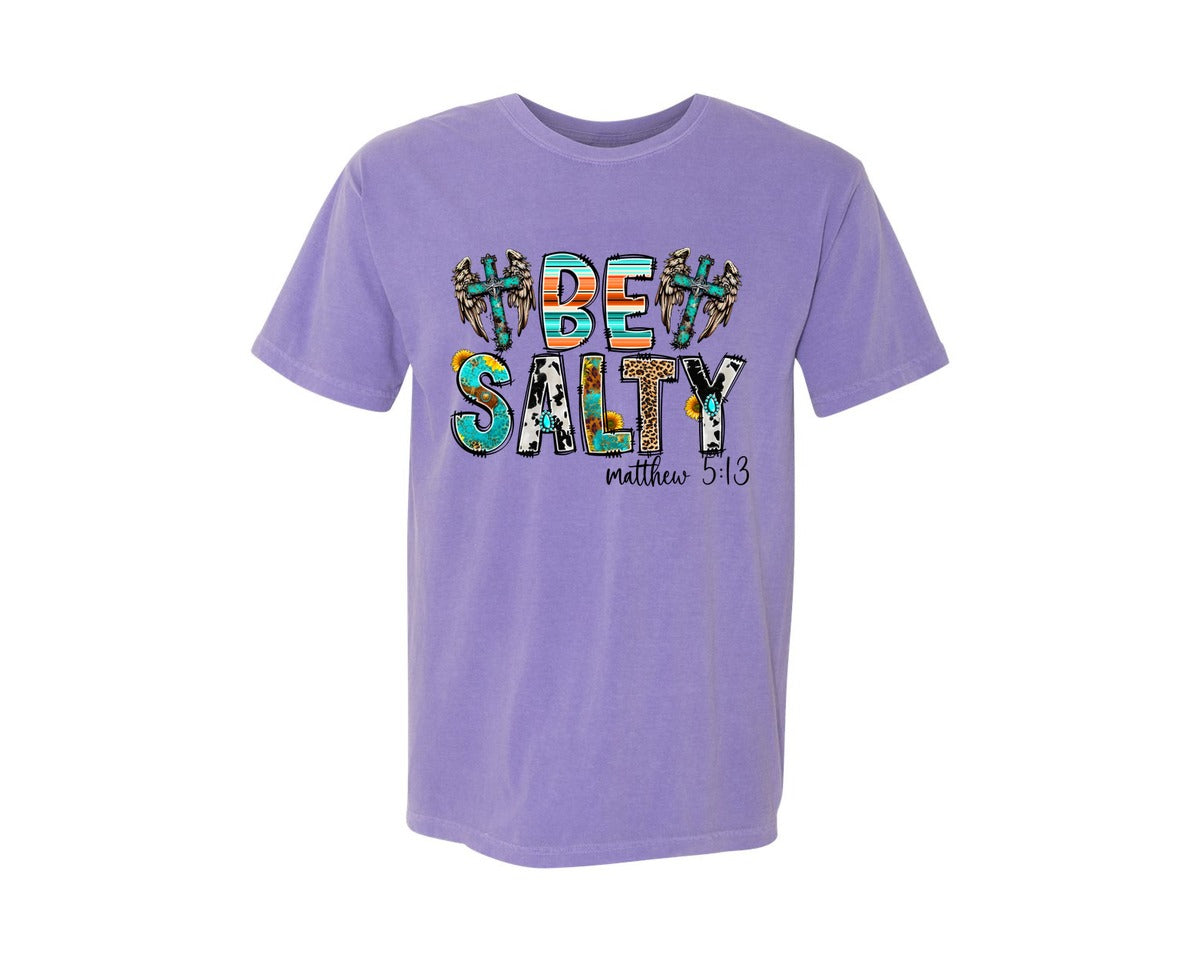 brand:Comfort Colors|color:Violet|Be Salty Bible Verse Jesus Graphic T-Shirt