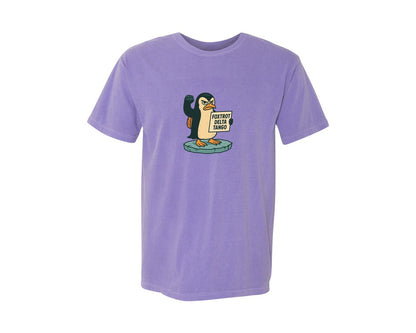 brand:Comfort Colors|color:Violet|Funny Penguin Penguins Againts Tariffs Graphic T-Shirt
