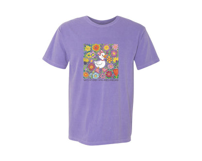 brand:Comfort Colors|color:Violet|Funny Mama Goose Boho Floral Graphic T-Shirt