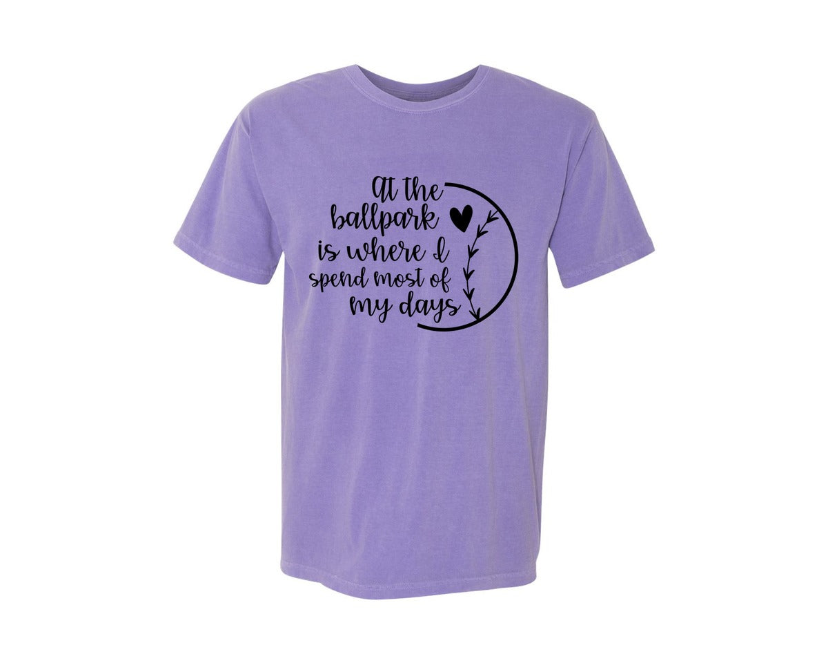 brand:Comfort Colors|color:Violet|Baseball Mom Softball Mom 2 Graphic T-Shirt