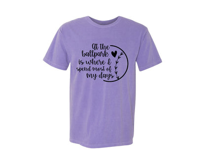 brand:Comfort Colors|color:Violet|Baseball Mom Softball Mom 2 Graphic T-Shirt