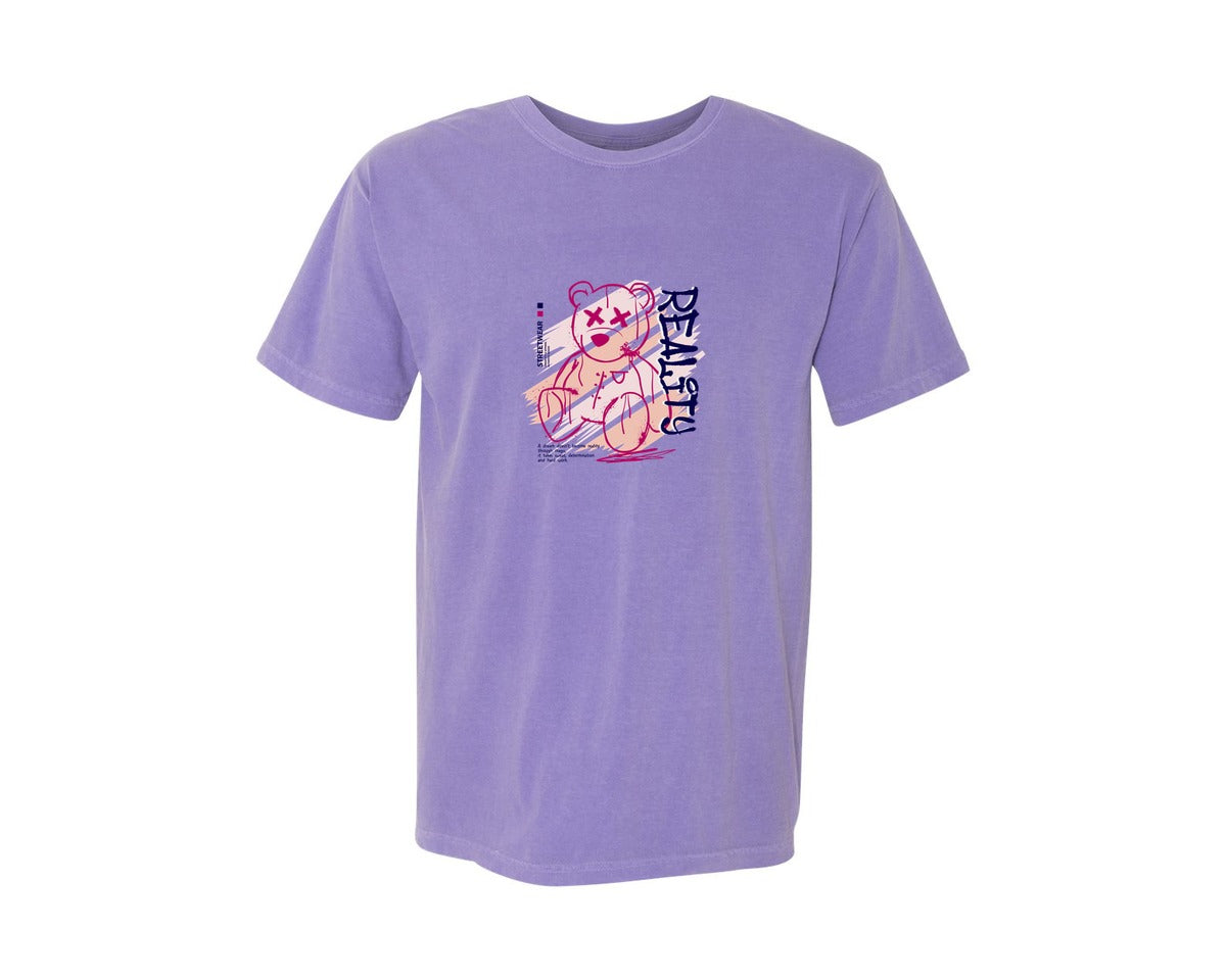 brand:Comfort Colors|color:Violet|Reality Graffiti Bear Doll Streetwear Graphic T-Shirt