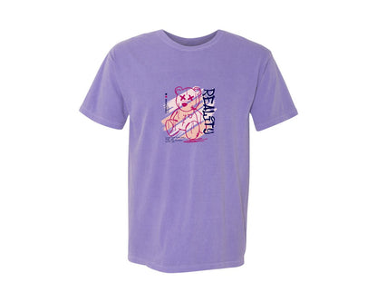 brand:Comfort Colors|color:Violet|Reality Graffiti Bear Doll Streetwear Graphic T-Shirt