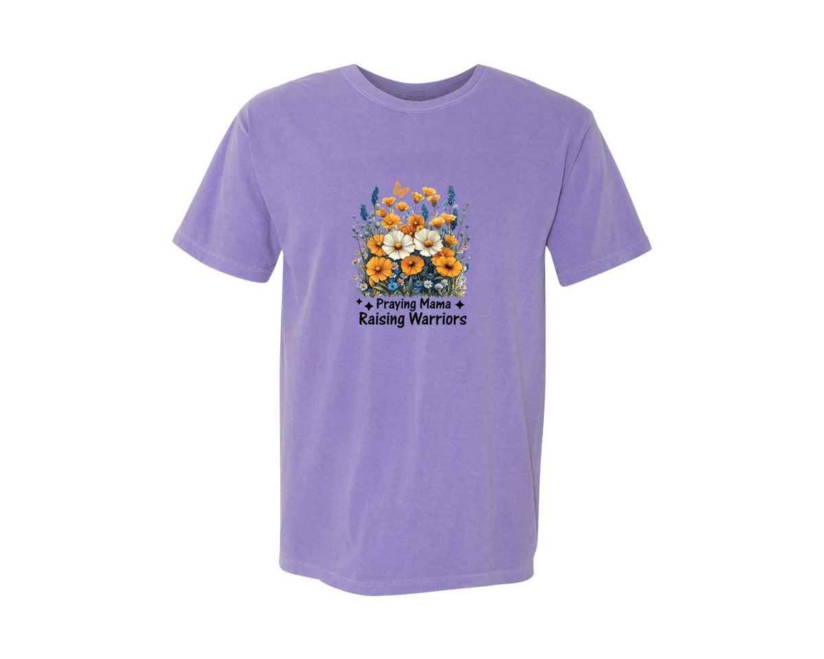brand:Comfort Colors|color:Violet|Praying Mama Boho Floral Mama 2 Graphic T-Shirt