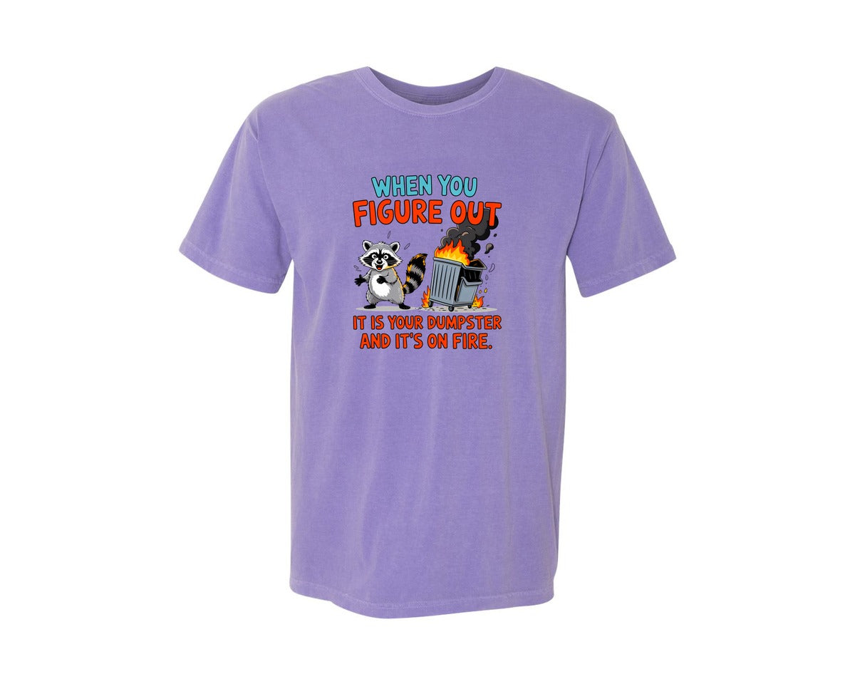 brand:Comfort Colors|color:Violet|Retro Raccoon Funny Shirt Design Graphic T-Shirt