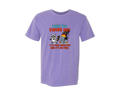 brand:Comfort Colors|color:Violet|Retro Raccoon Funny Shirt Design Graphic T-Shirt