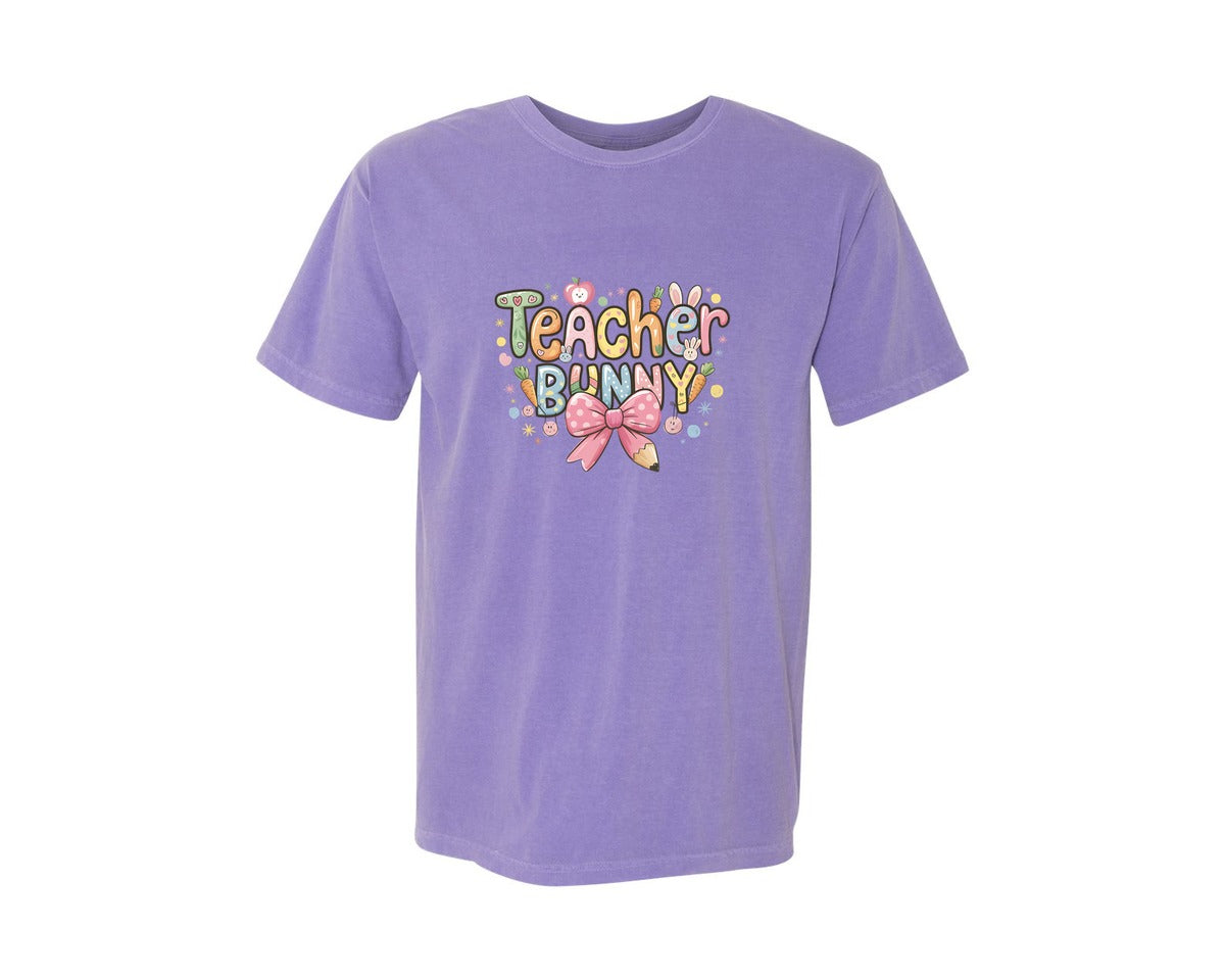 brand:Comfort Colors|color:Violet|Teacher Bunny Sweatshirt Teacher Bunny Graphic T-Shirt