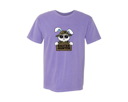 brand:Comfort Colors|color:Violet|Easter Hunter Bunny Boy Bunny Graphic T-Shirt