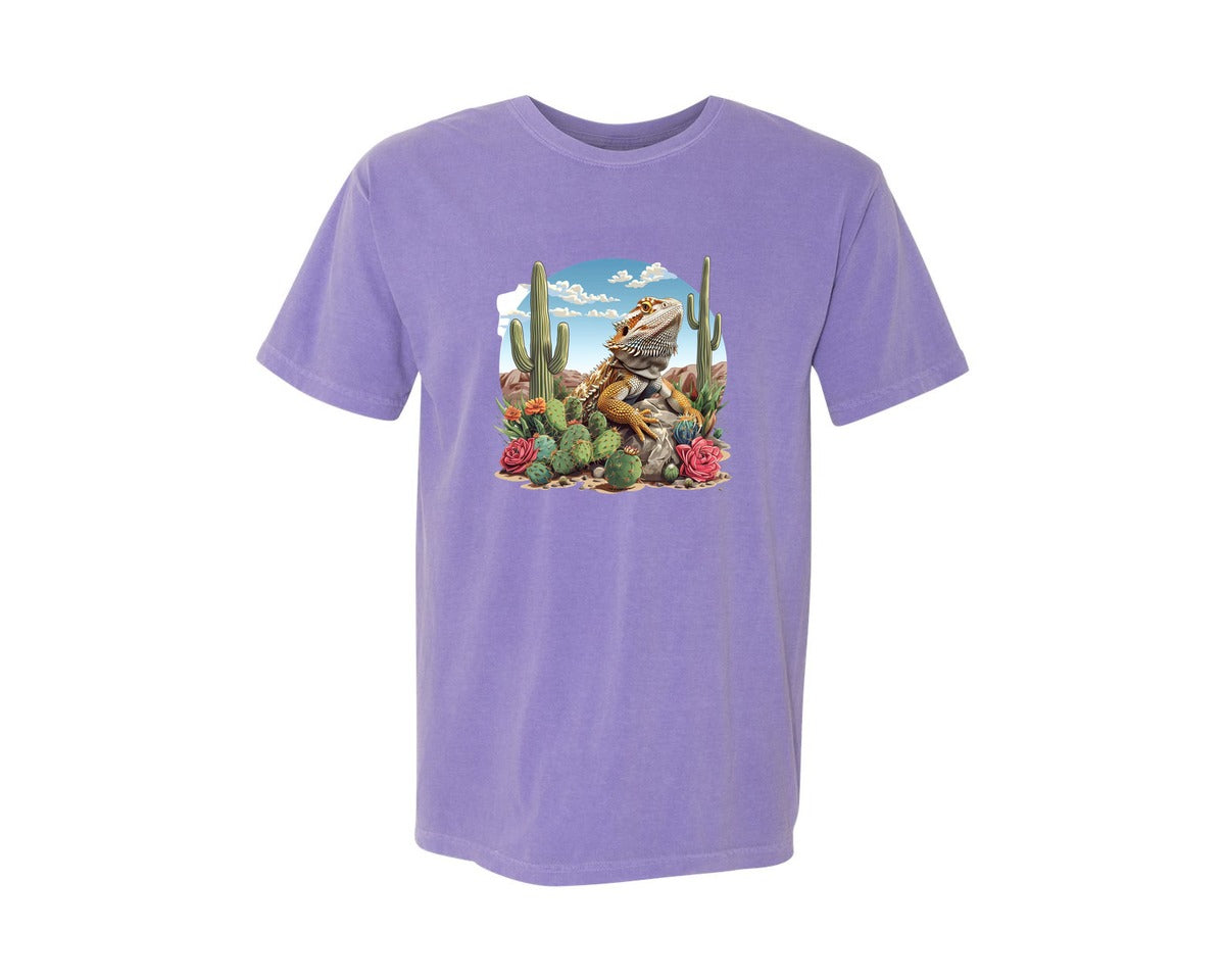 brand:Comfort Colors|color:Violet|Watercolor Bearded Dragon 10 Graphic T-Shirt