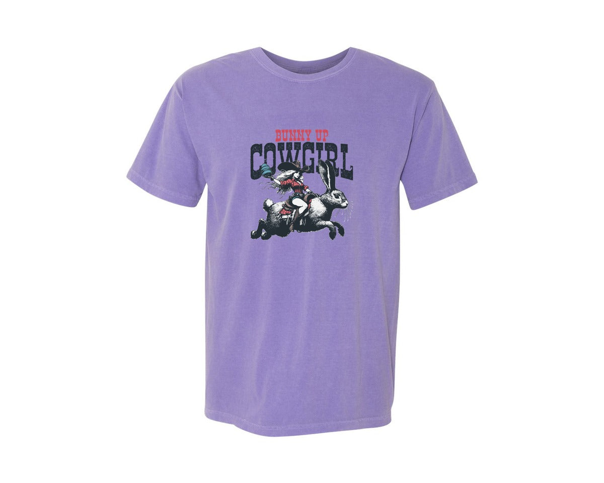 brand:Comfort Colors|color:Violet|Bunny Up Cowgirl Easter Egg Shirt Graphic T-Shirt