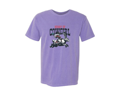 brand:Comfort Colors|color:Violet|Bunny Up Cowgirl Easter Egg Shirt Graphic T-Shirt