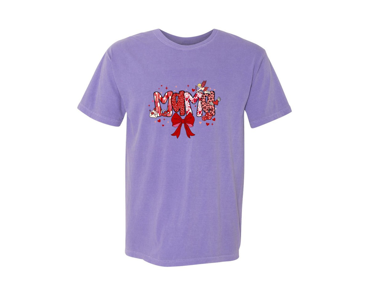 brand:Comfort Colors|color:Violet|Mama Valentine Coquette Graphic T-Shirt