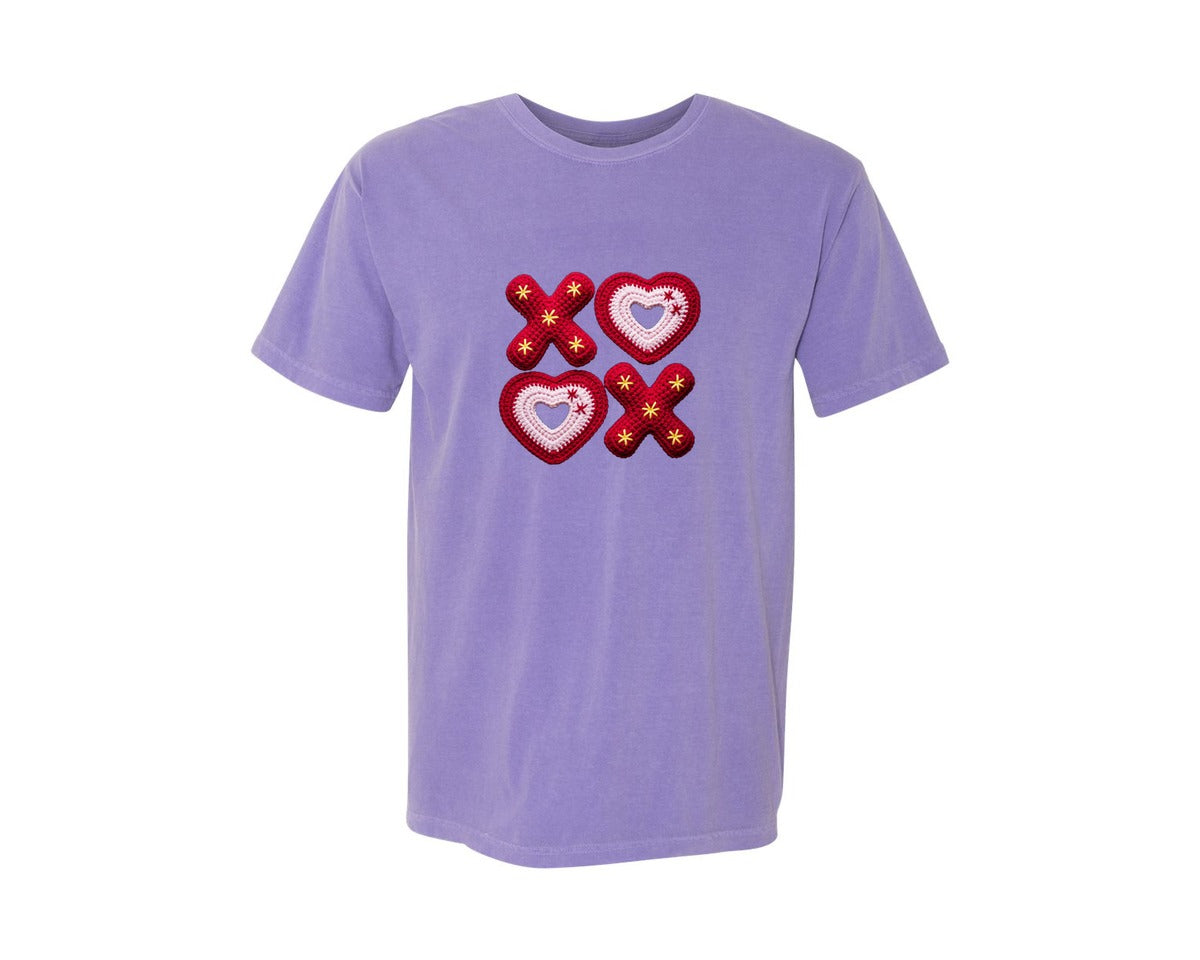 brand:Comfort Colors|color:Violet|Xoxo Yarn Trendy Valentine Graphic T-Shirt