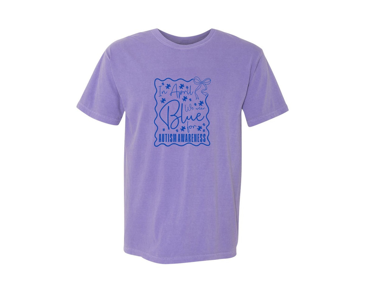 brand:Comfort Colors|color:Violet|In April We Wear Blue Autism 2 Graphic T-Shirt