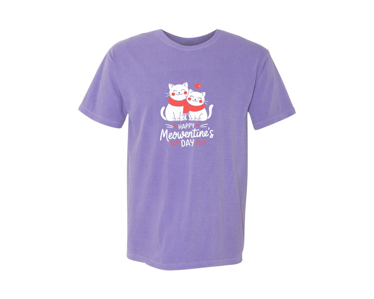 brand:Comfort Colors|color:Violet|Happy Meowentines Day T Shirt Design 2 Graphic T-Shirt
