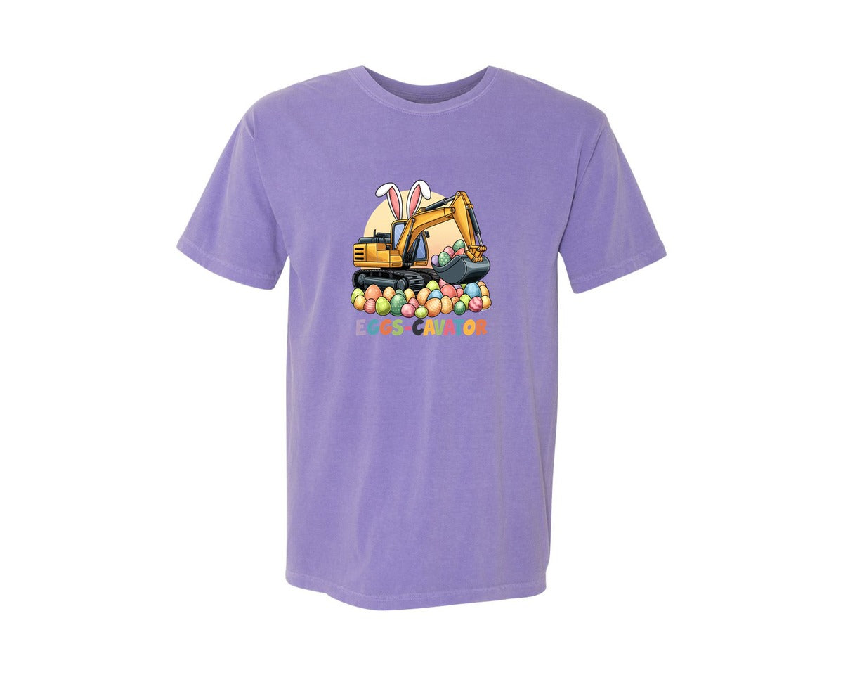 brand:Comfort Colors|color:Violet|Eggs Cavator Easter Excavator 2 Graphic T-Shirt