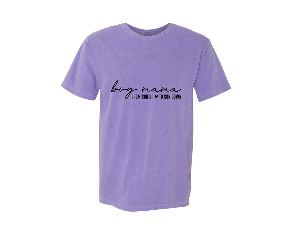 brand:Comfort Colors|color:Violet|Boy Mama From Son Up To Son Down 3 Graphic T-Shirt