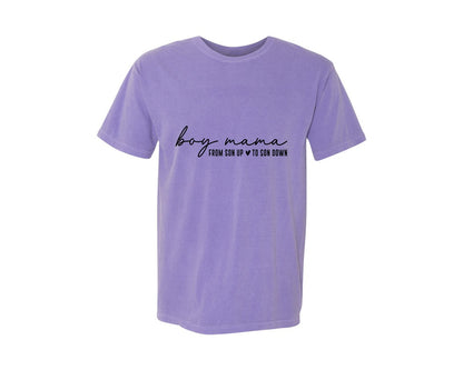 brand:Comfort Colors|color:Violet|Boy Mama From Son Up To Son Down 3 Graphic T-Shirt