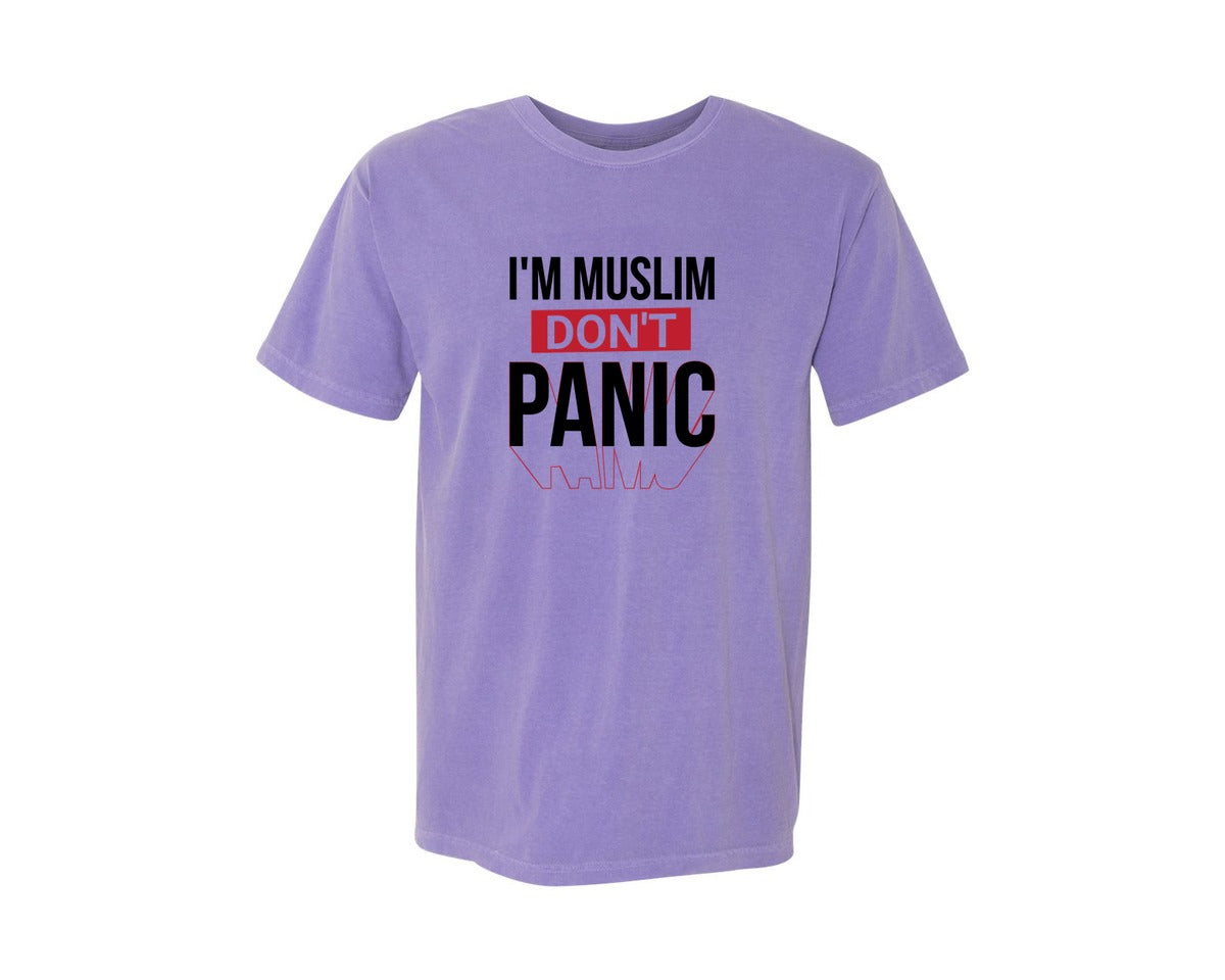 brand:Comfort Colors|color:Violet|Im Muslim Dont Panic Muslim Quote Is Graphic T-Shirt