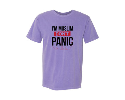 brand:Comfort Colors|color:Violet|Im Muslim Dont Panic Muslim Quote Is Graphic T-Shirt