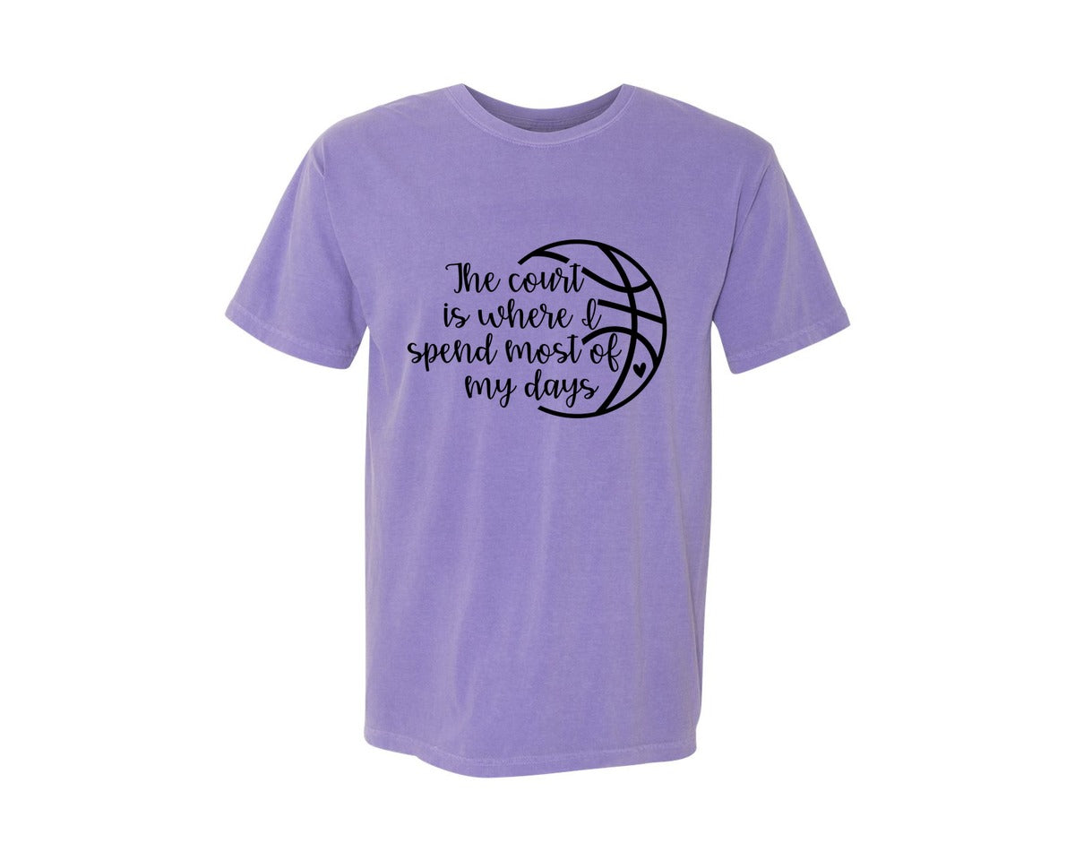 brand:Comfort Colors|color:Violet|Basketball Mom 80 Graphic T-Shirt