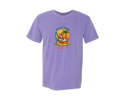brand:Comfort Colors|color:Violet|Summer Beach More Worry Less Funny Goose 2 Graphic T-Shirt
