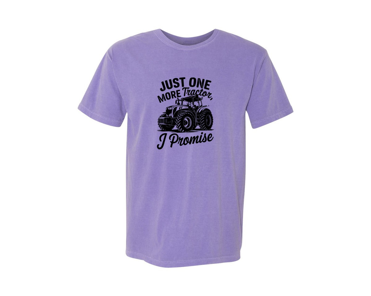 brand:Comfort Colors|color:Violet|Just One More Tractor I Promise T Sh Graphic T-Shirt