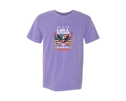 brand:Comfort Colors|color:Violet|I Am A Veteran My Oath Never Expires 8 Graphic T-Shirt