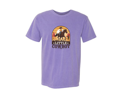 brand:Comfort Colors|color:Violet|Little Cowboy Western Horse Riding Graphic T-Shirt
