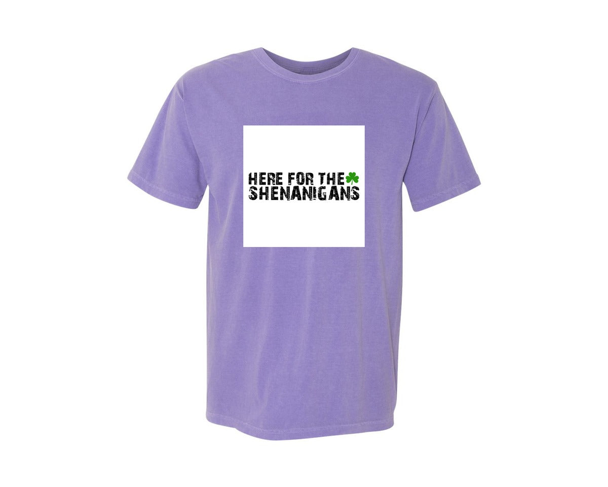 brand:Comfort Colors|color:Violet|Here For The Shenanigans 15 Graphic T-Shirt