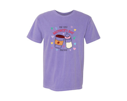brand:Comfort Colors|color:Violet|First Mothers Day Mama Baby Matching Graphic T-Shirt