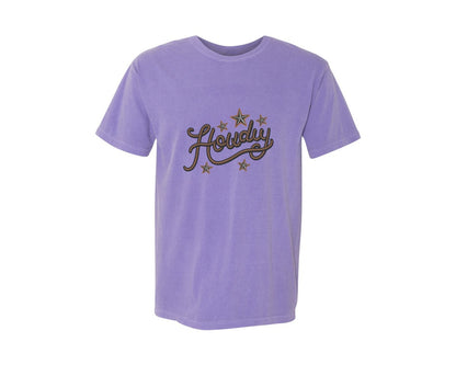 brand:Comfort Colors|color:Violet|Howdy Western Cowboy Rope Graphic T-Shirt