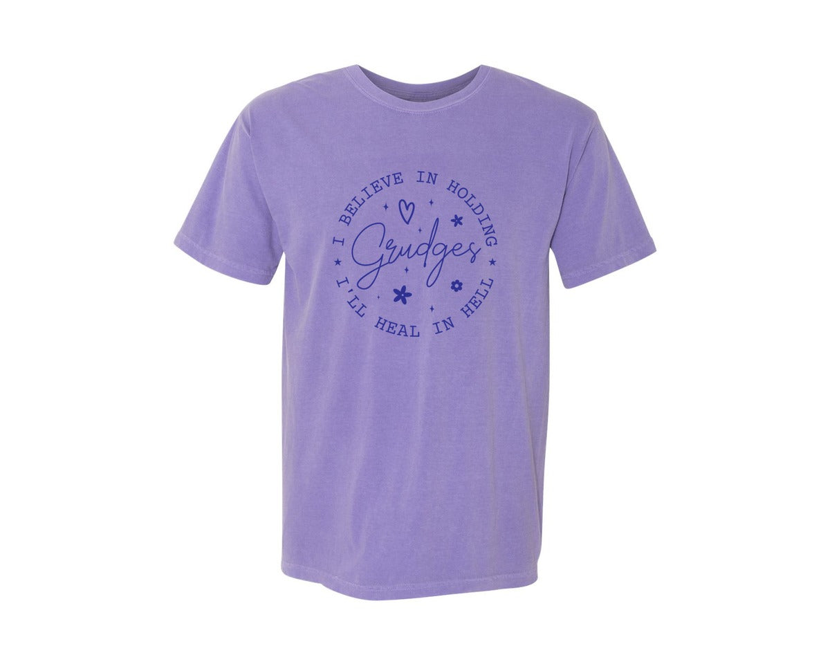brand:Comfort Colors|color:Violet|I Believe In Holding Grudges Ill Heal Graphic T-Shirt