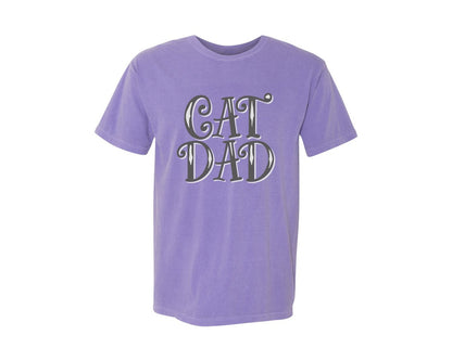 brand:Comfort Colors|color:Violet|Cat Dad Cute Funny Cat Daddy Quote Graphic T-Shirt