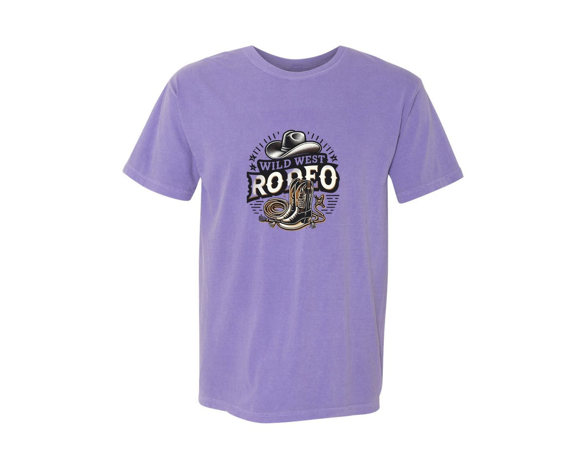 brand:Comfort Colors|color:Violet|Western Wild West Rodeo T Shirt Graphic T-Shirt
