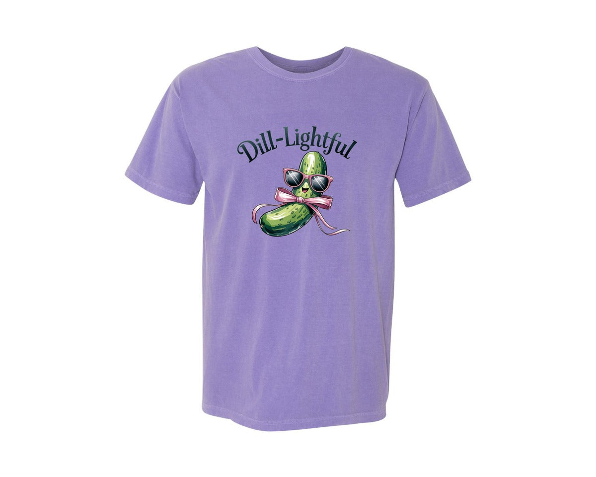 brand:Comfort Colors|color:Violet|Dill Lightful Funny Pickle 2 Graphic T-Shirt