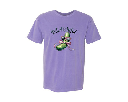 brand:Comfort Colors|color:Violet|Dill Lightful Funny Pickle 2 Graphic T-Shirt