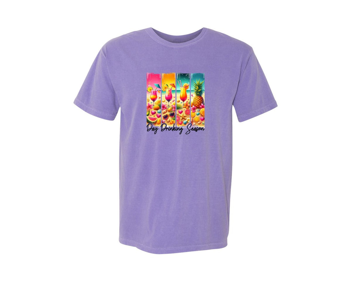 brand:Comfort Colors|color:Violet|Day Drinking Season Summer Drinking Graphic T-Shirt